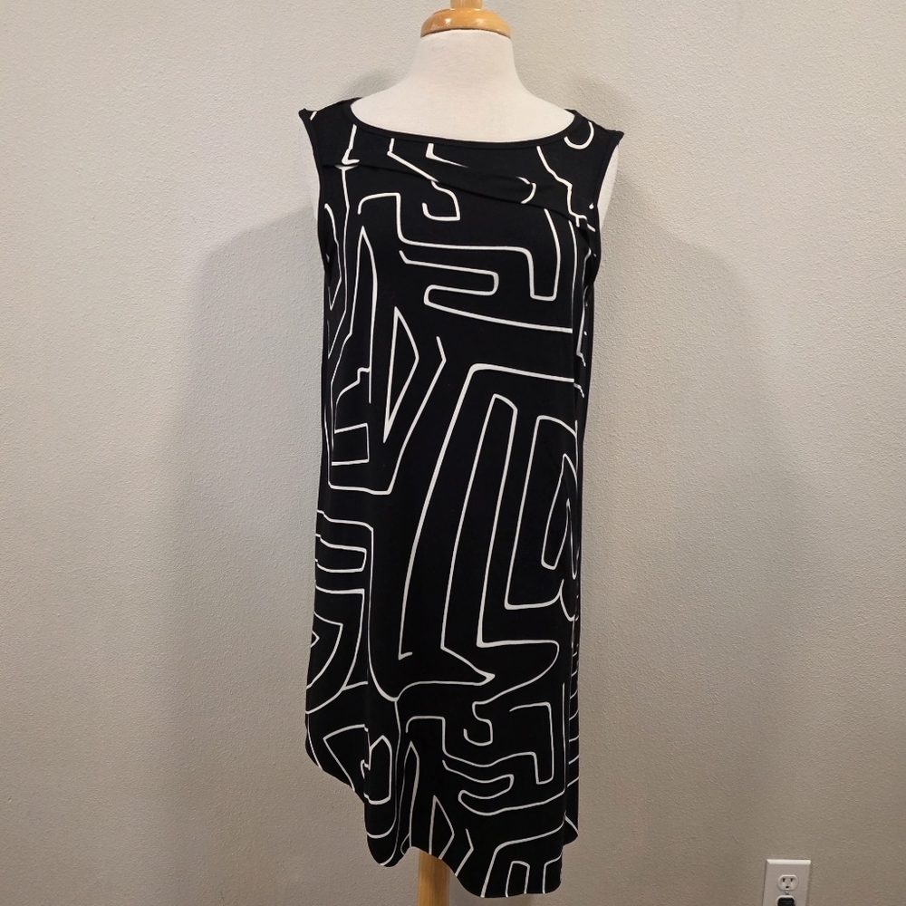 Ozai N Ku Sleeveless Asymmetrical Abstract Print Dress
